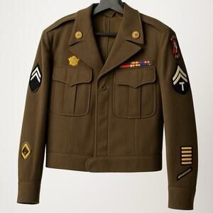 Vintage US Army Uniform Jacket Wool‎ Serge Patch Insignia Sergeant